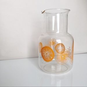 Vintage Glass Pyrex Juice Carafe w/ Oranges